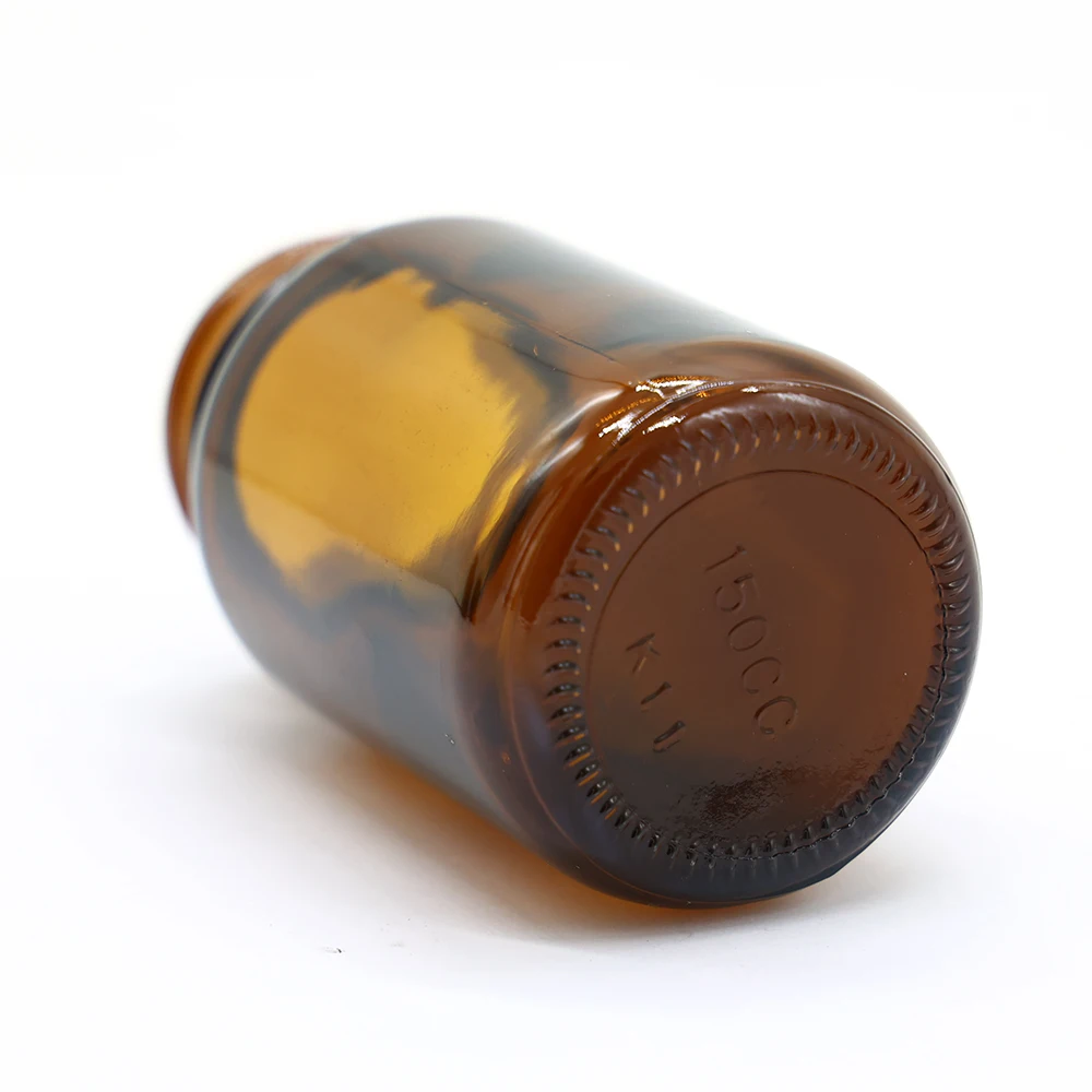 Amber Tablet Glass Bottles with Wide Mouth for Pills Capsules Supplements