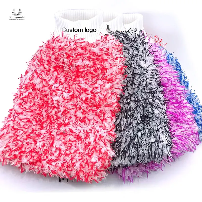 Custom Super soft long high pile microfiber wash mitt detailing car cleaning window microfibre wheel microfiber car wash glove