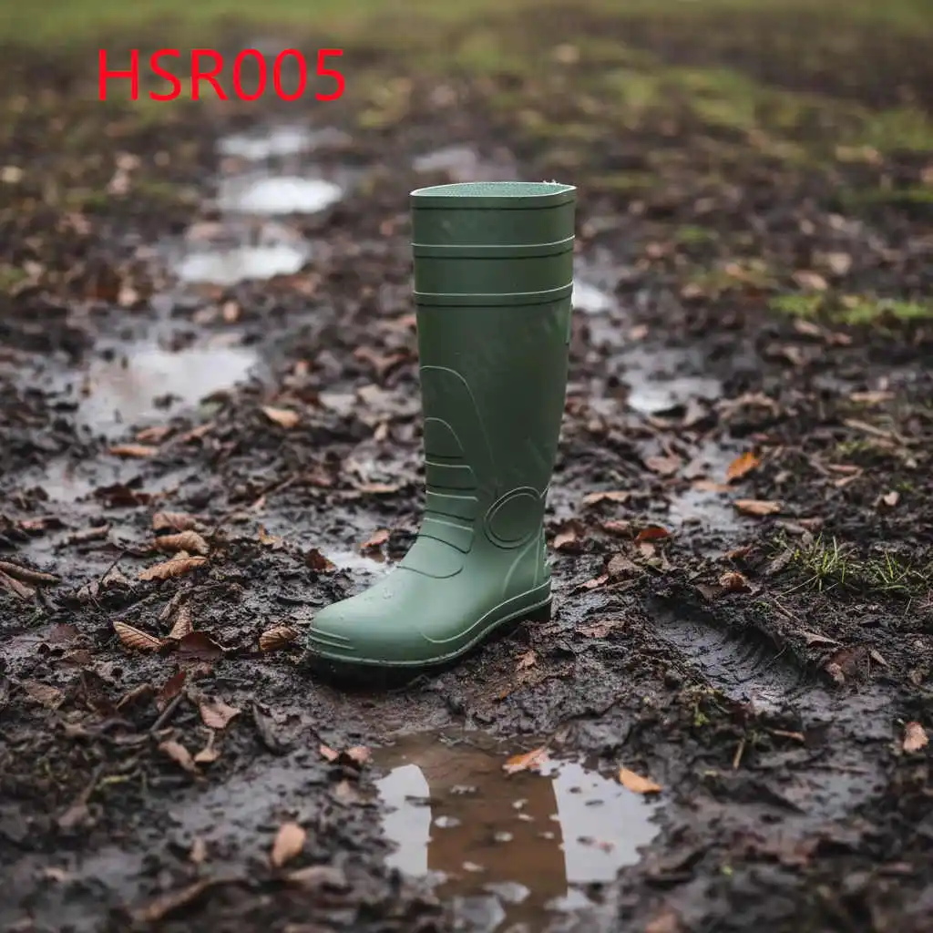 ZYF, Stivali da pioggia in PVC di colore verde scuro, modello alto per irrigazione agricola, adatti per il lavaggio auto, con battistrada autonetto e impermeabili, stivali da fattoria HSR005