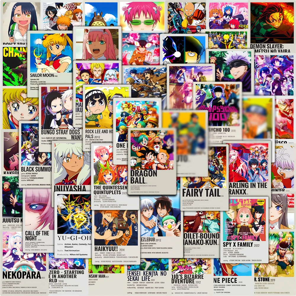 55Pcs Mix Anime Poster Postcard Graffiti Stickers for Phone Skateboard ...