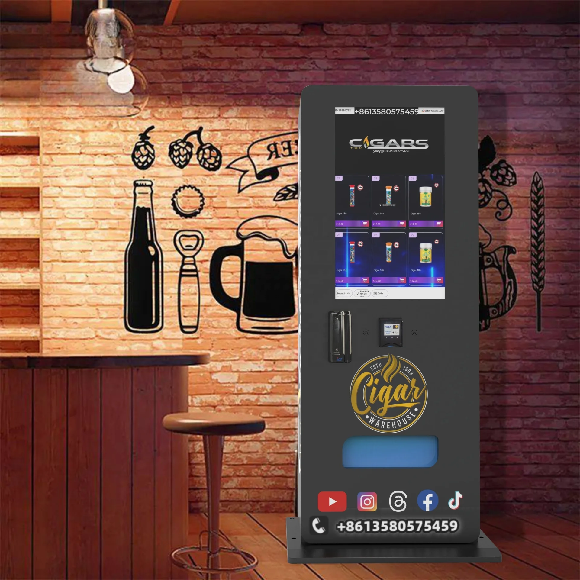 24hour Tabaco Vending Machine With Age Verification And Cbd Cigarette Puff Digital Standalone
