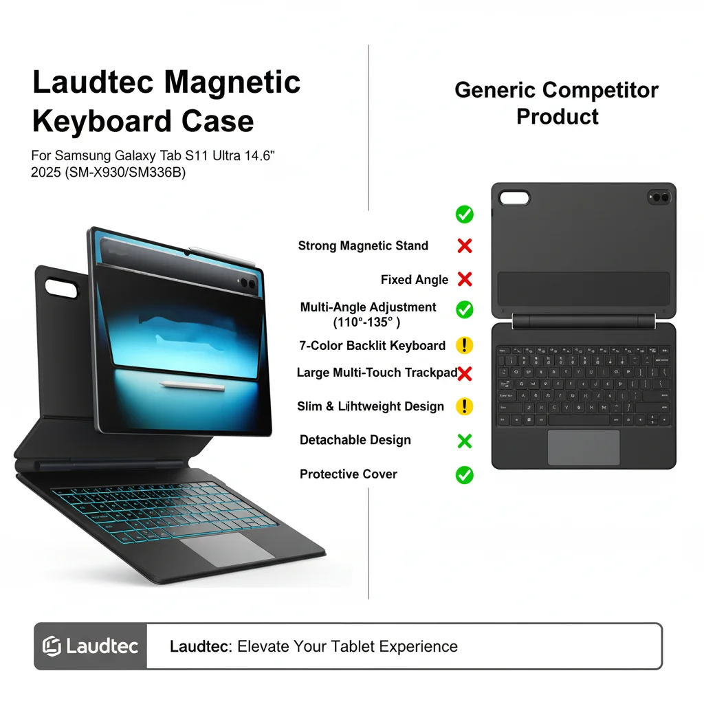 product magic keyboard case for samsung galaxy tab s11 ultra 146 backlit magnetic stand multi touch track pad ai key laudtec-1