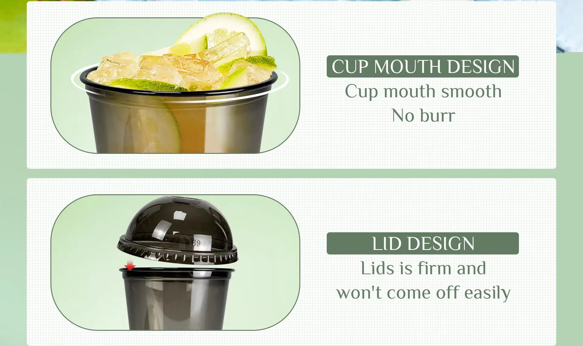 Custom Logo Printed Black Transparent U shape 12oz 16oz 22oz Disposable PET Plastic Clear Cup With Lids For Boba