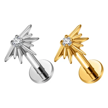 Wholesale ASTM F136 Titanium 16G Starburst Nose Stud Earring Sunrise Helix Tragus Cartilage Labret Body Piercing Jewelry