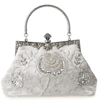 Vintage pearl embroidery, exquisite and noble beaded banquet bag, handmade bag, Guangzhou high-quality luxury women's bag
