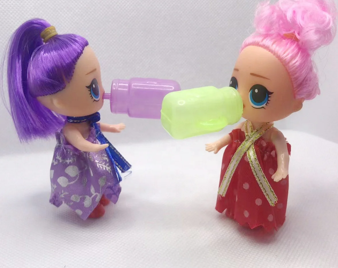 2.5 inch Cheep cute baby toy spare parts plastic mini doll toys with nipples for kids