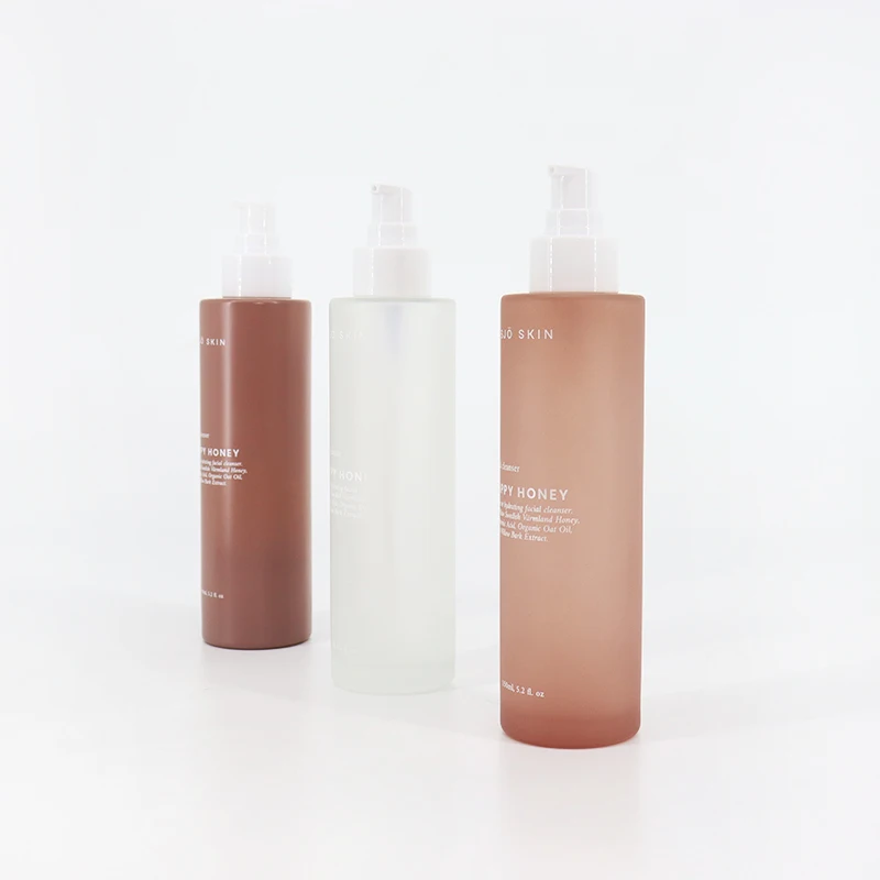 Oem Environmentally Cosmetic Packaging 80ml 100ml 150ml Glass Spray Pump Bottle Skincare Lotion Pump Glass Bottle With Gold Pump