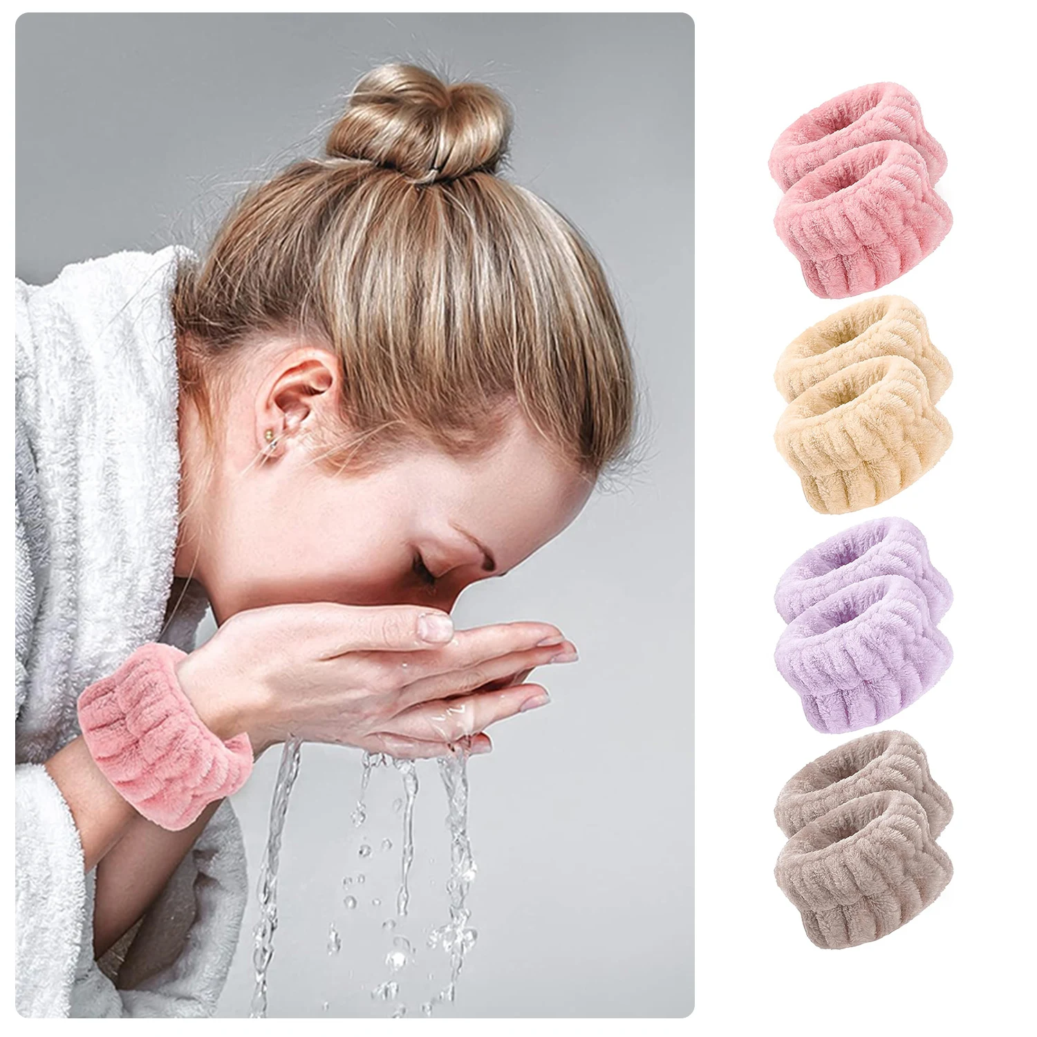 Bilov  Spa Headband Wrist Washband Scrunchies Cuffs for Washing Face Towel Wristbands Hair Headband Face Wash Wristband