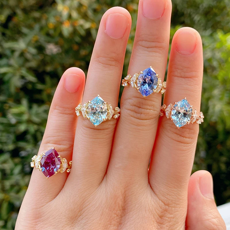 【3ct】最高品質モアサナイト マーキスカットリング 9号 マーキスカット モアサナイト リング | Mystique.