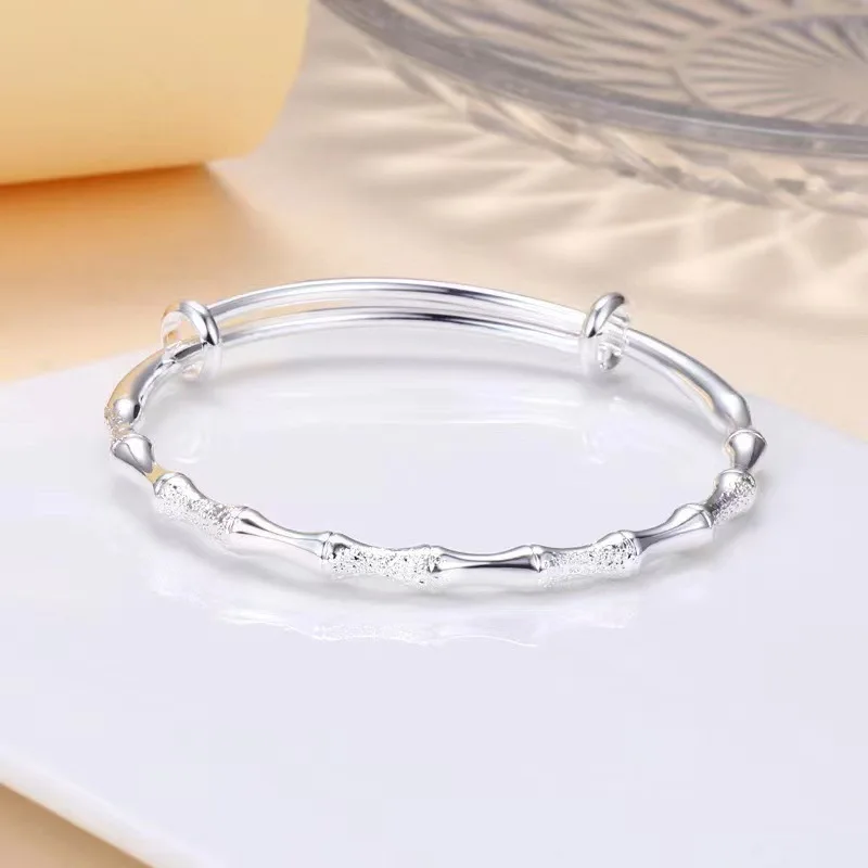 Silver Plated Bamboo Bracelet For Men And Women Lucky Bamboo Push Pull ...