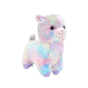 Customized Icti Audited Cute Baby Alpaca Plush Toy Rainbow Alpaca Llama
