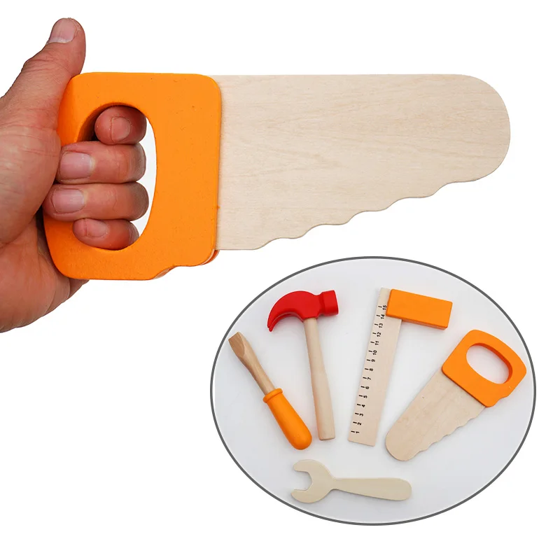 Wooden Kids Tool Workshop Carpenter Set Pretend Play Toolbox Accessories Set Wooden Construction Toy for Kids
