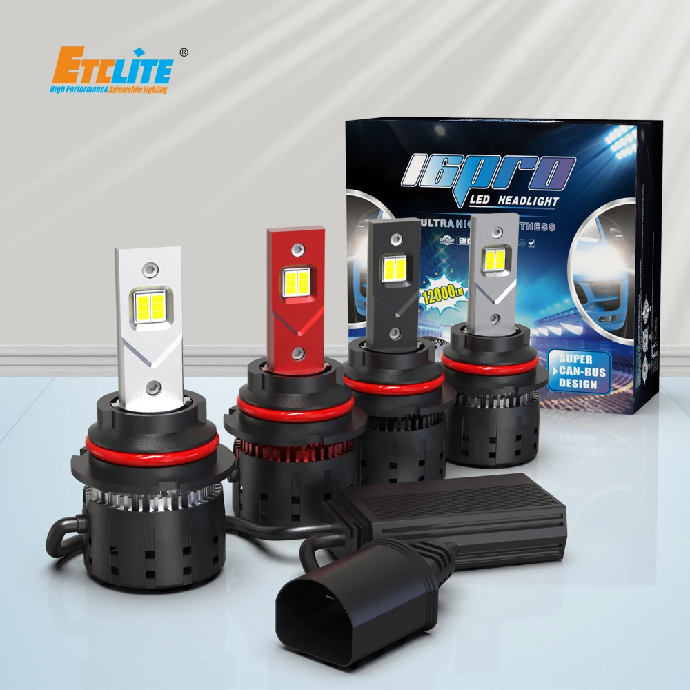 Etclite I6 Pro Lamp Custom Logo HB5 12V Led Lights High Power 120W 12000 Lumen Led 9007 Auto Truck Car Headlight With Canbus