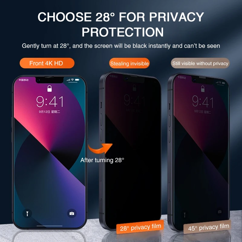 Full Cover Anti-Spy Screen Protector for iPhone 11 12 13 14 15 16 17 PRO MAX Privacy Glass for iPhone 7 8 Plus XR Tempered Glass