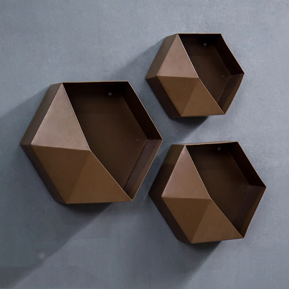 Floating Shelves Wall Mounted Various Colors Hexagon Geometric Home Decor Hanging Shelf Wooden Shelves For Wall