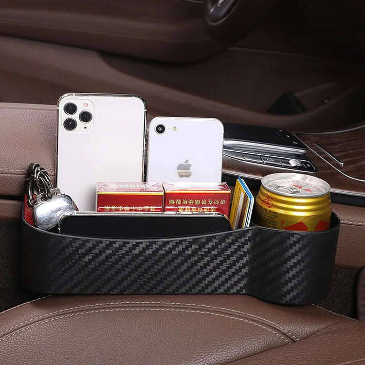 Универсальный органайзер из углеродного волокна для автомобильного сиденья с большим держателем для чашки