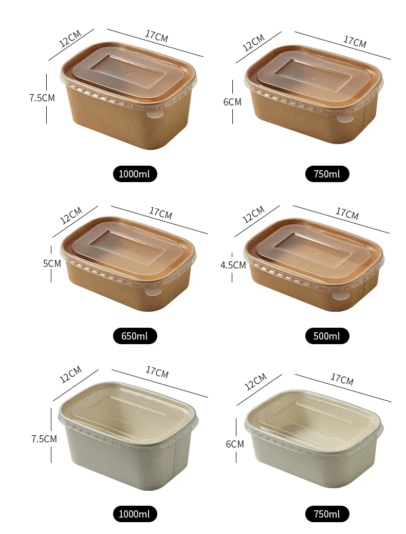 Wholesale Custom Disposable Biodegradable Square Kraft Paper Food Take