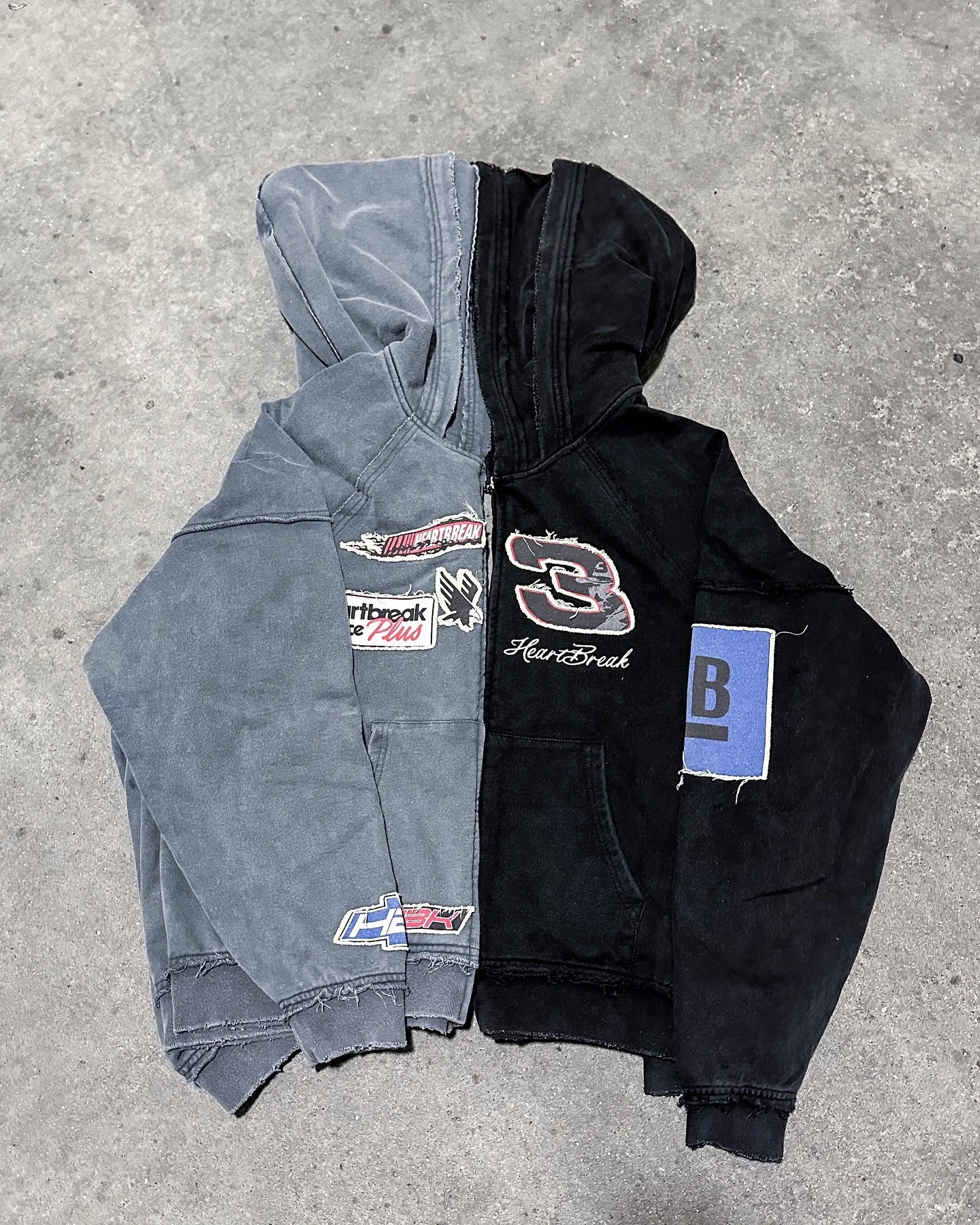 Salati Custom Cotton French Terry Oversized Double Hooded Applique Embroidery Vintage Distressed Stone Acid Wash Hoodies for Men gallery 9