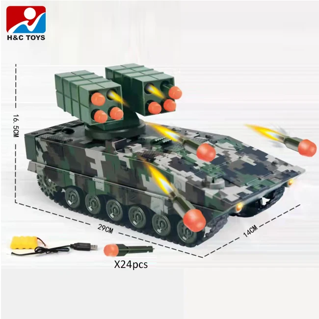 2.4Ghz Remote Control 11 Channels Missile Shooting RC Tank 360 Degree Rotate Outdoor Fun Toy