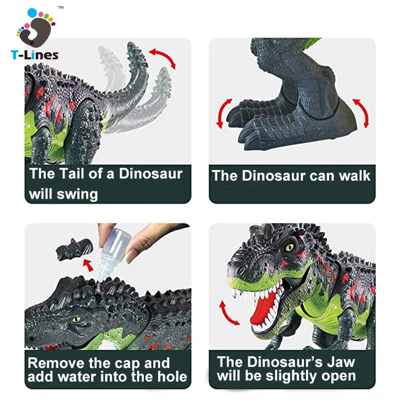 
Электронные ходячие игрушки на батарейках, динозавры, Электрический динозавр, реалистичный умный распылитель, дышащая игрушка для детей 
