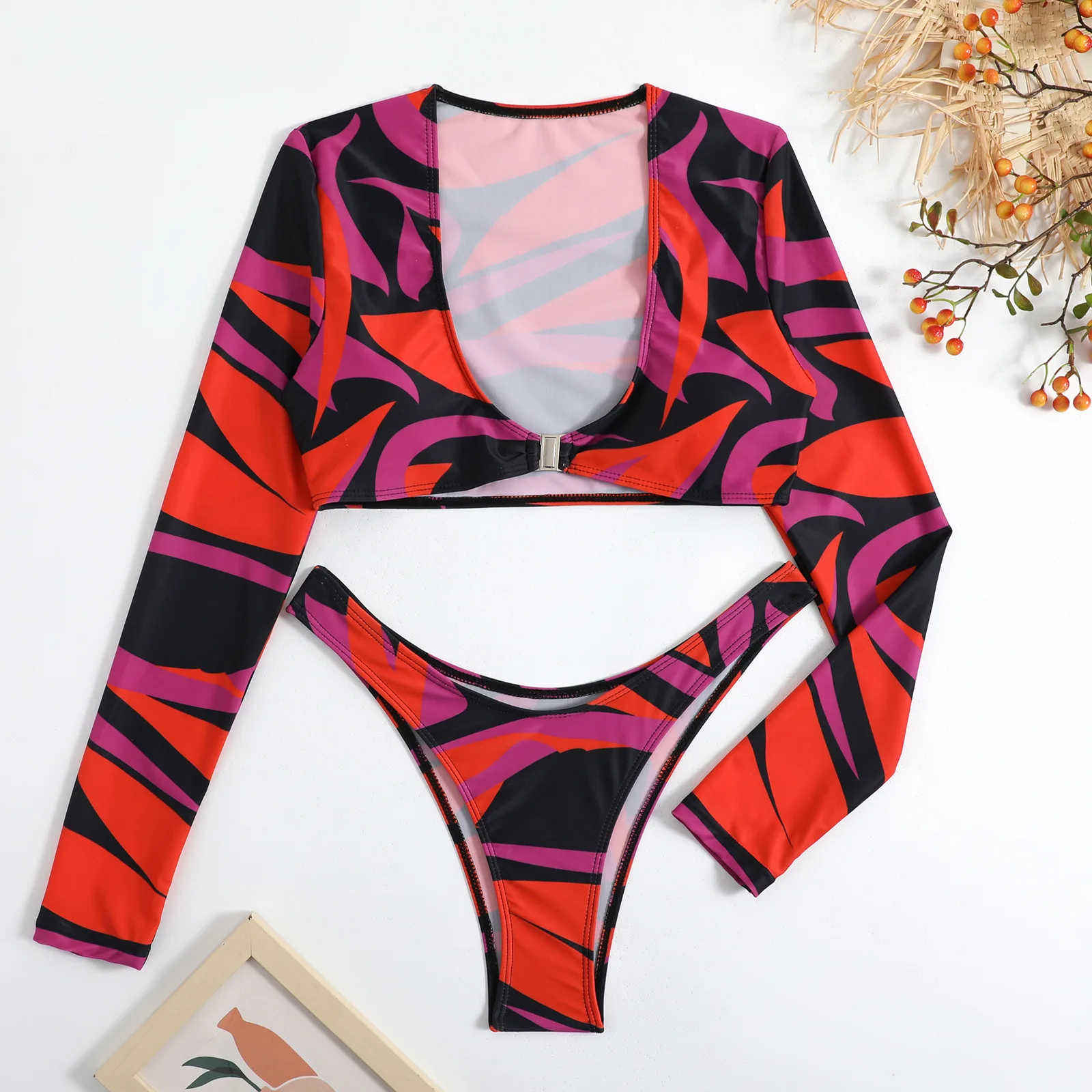 Fs9039a Hot Sale Bathing Suits Women Fashion Print Swimwear 2 Pieces