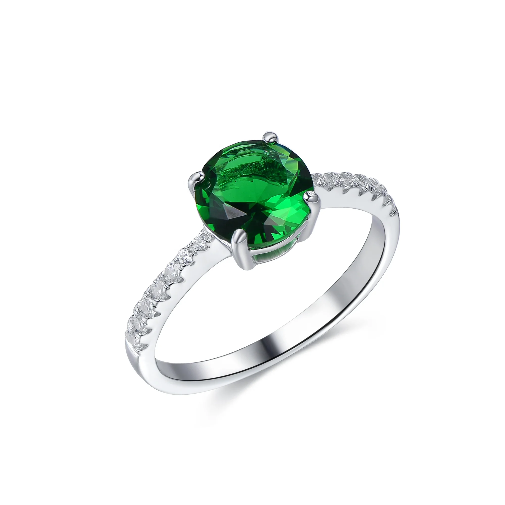 2022 New 925 Sterling Silver Rings Jewellery Micro Prong Emerald Ring Eternity CZ Stone Bands Ring