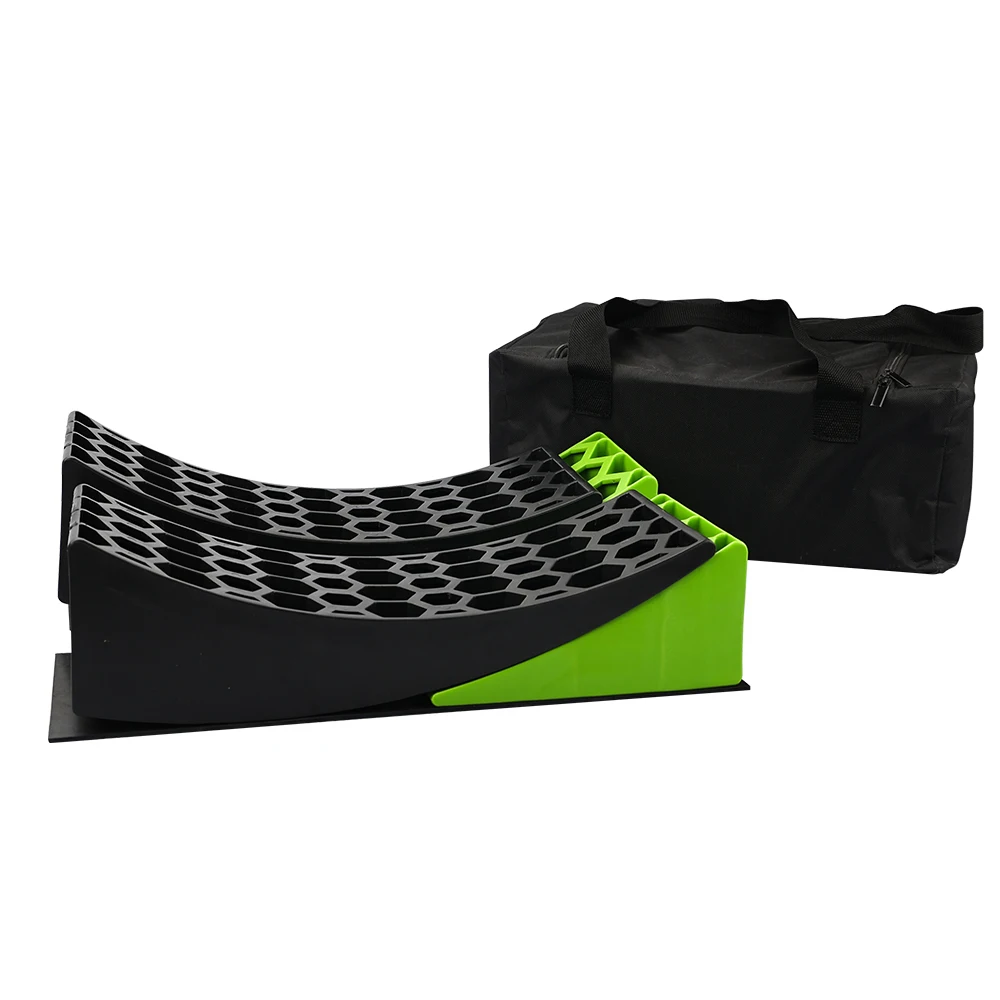 Camper Leveler 2-Pack Kit Curved RV Levelers with Trailer Wheel Chocks ...