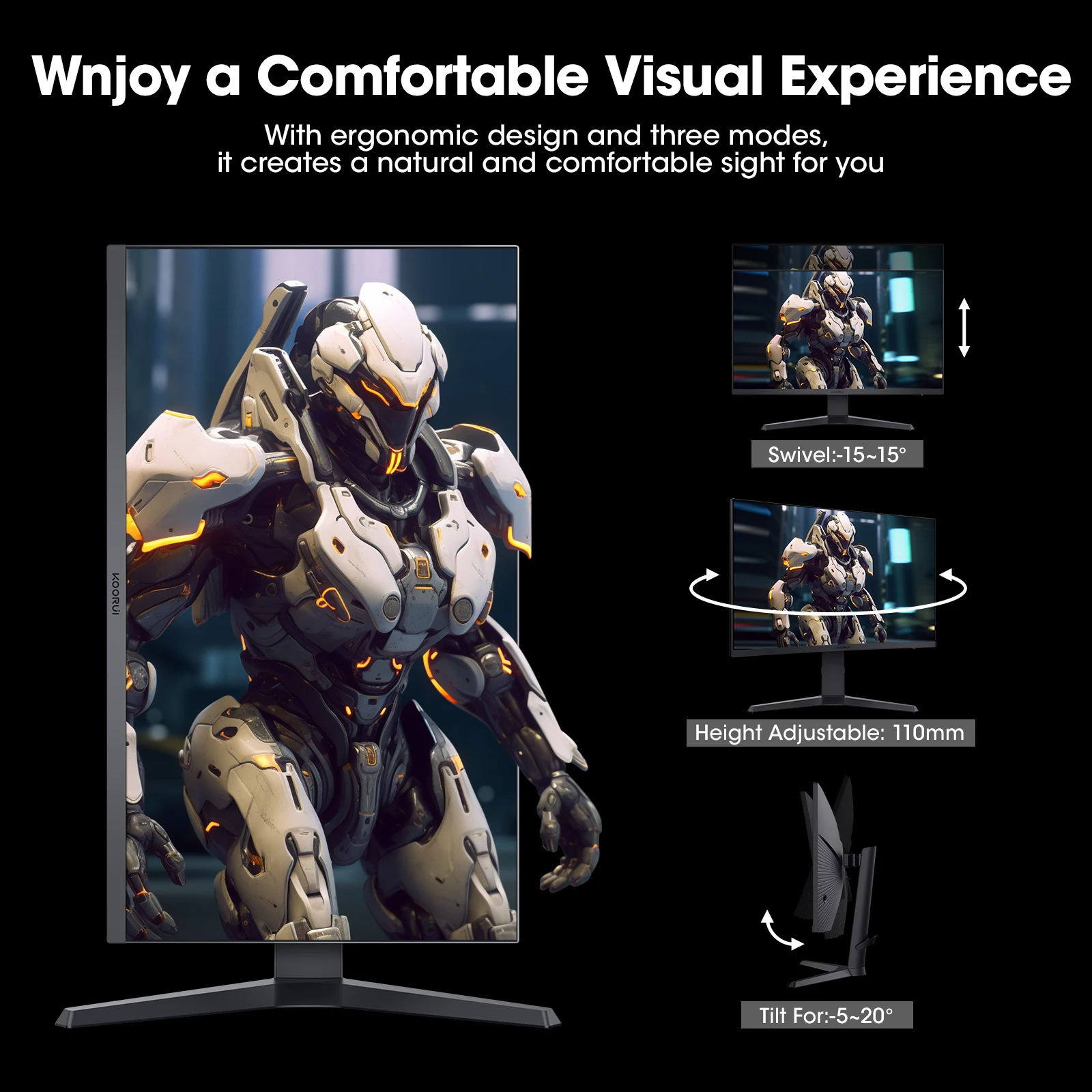 KOORUI 27-Inch WQHD Gaming Monitor 2560x1440, 240Hz Refresh Rate