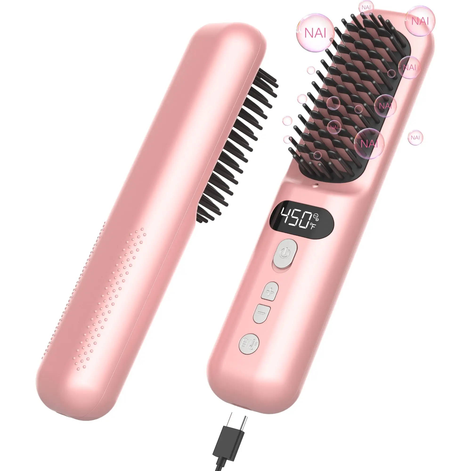Flat Iron Small Hair Straightening Brush Mini Rechargeable