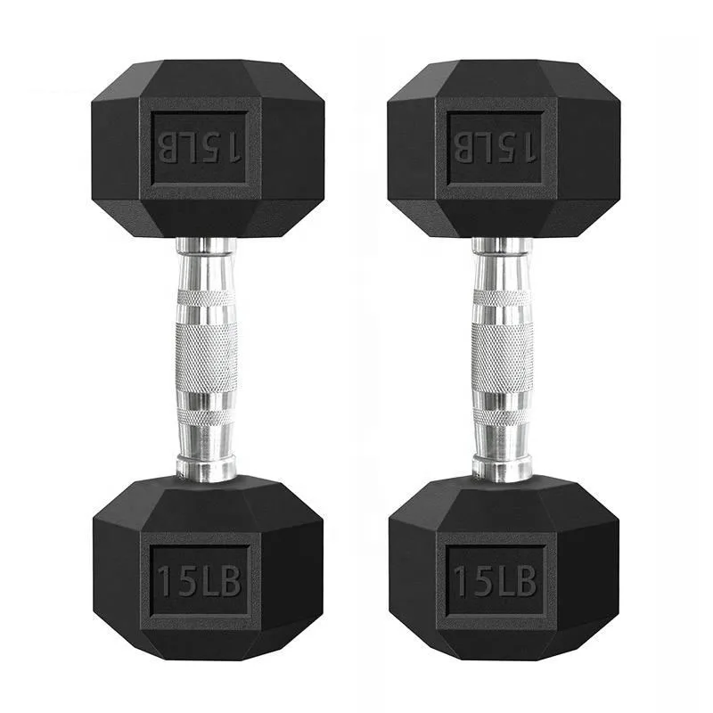 Bodybuilding Equipment Factory Direct Selling Hexagonal Dumbbell Set With Rack 5-110LB Rubber Hex Dumbbells