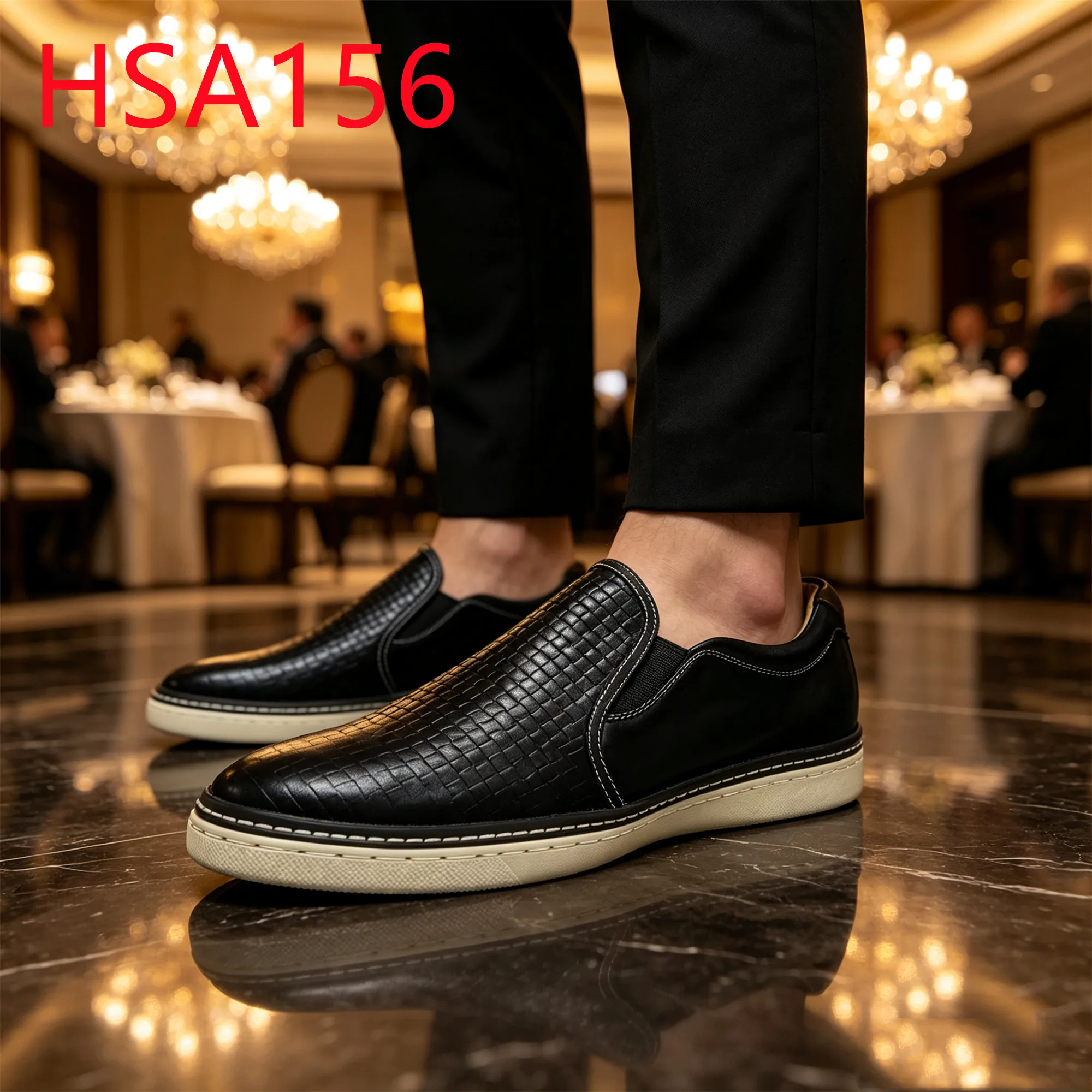 HY,Fashion Events Stitching Rubber/oxford Outsole Men Leather Shoes Full Grain Leather Pull-on Hua Singh Derby Shoes HSA156