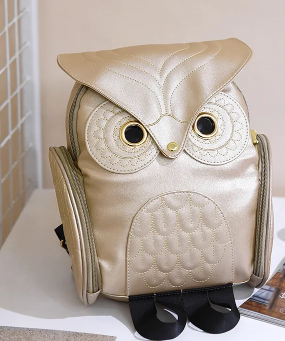OWL FAUX LEATHER MINI BACK PACK NWOT Womens Fashion Owl Backpack PU Leather Mini Daypacks(Black  main image 3