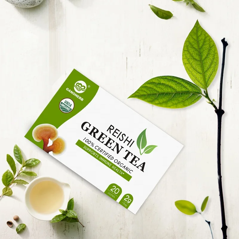 reishi green tea with ganoderma and l carnitine GANOHERB Wholesale Reishi Mushroom Green Tea with Ganoderma Lucidum Extract OEM Herbal Tea for Bulk Supply