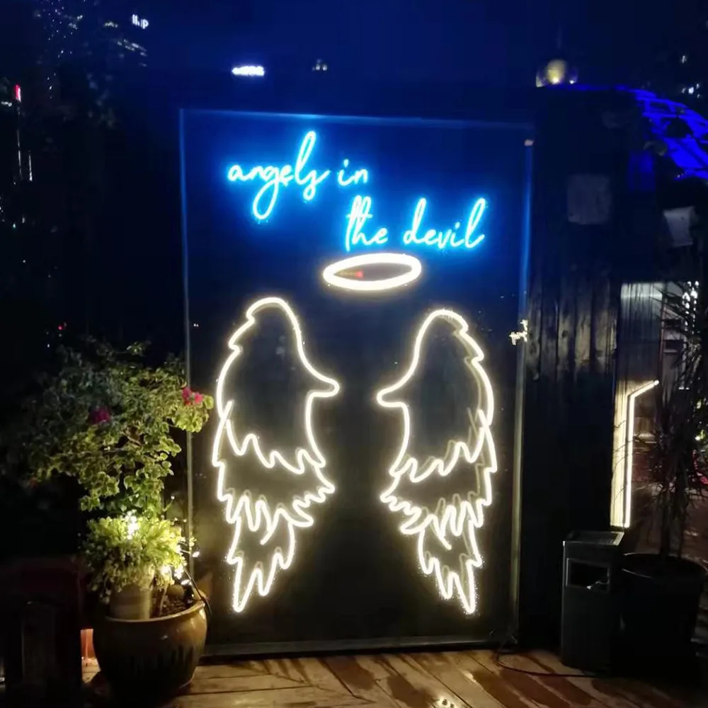 DINGYISIGN Customized Wedding Supplies Big 3D Led Flex Angel Wings Neon Sign for Decoration