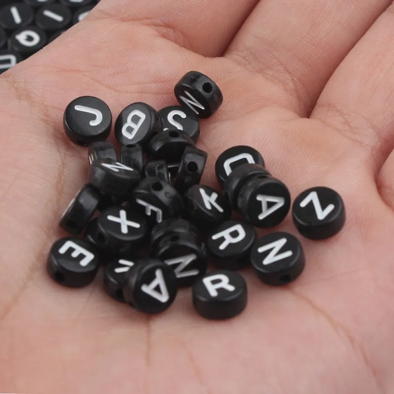 cheap plastic 4x7mm black mixed letter