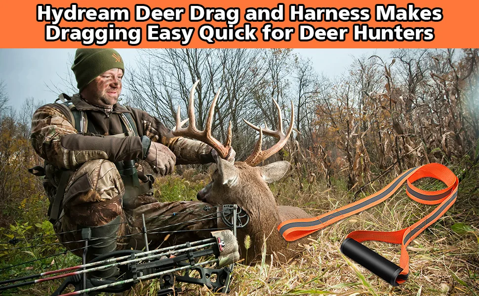 Game Retrieval System Deer Drag Harness With Reflective Strips - Heavy Duty Deer Dragging Rope And Shoulder Strap System Hunting Drag Rope Reflective Shoulder Straps