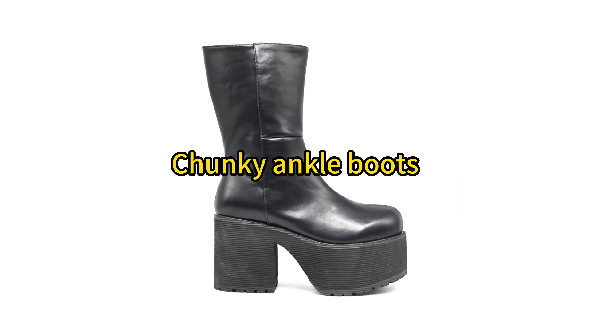 Women's Leather Boots 2023 Winter New Zipper Punk Chunky Heel High ...
