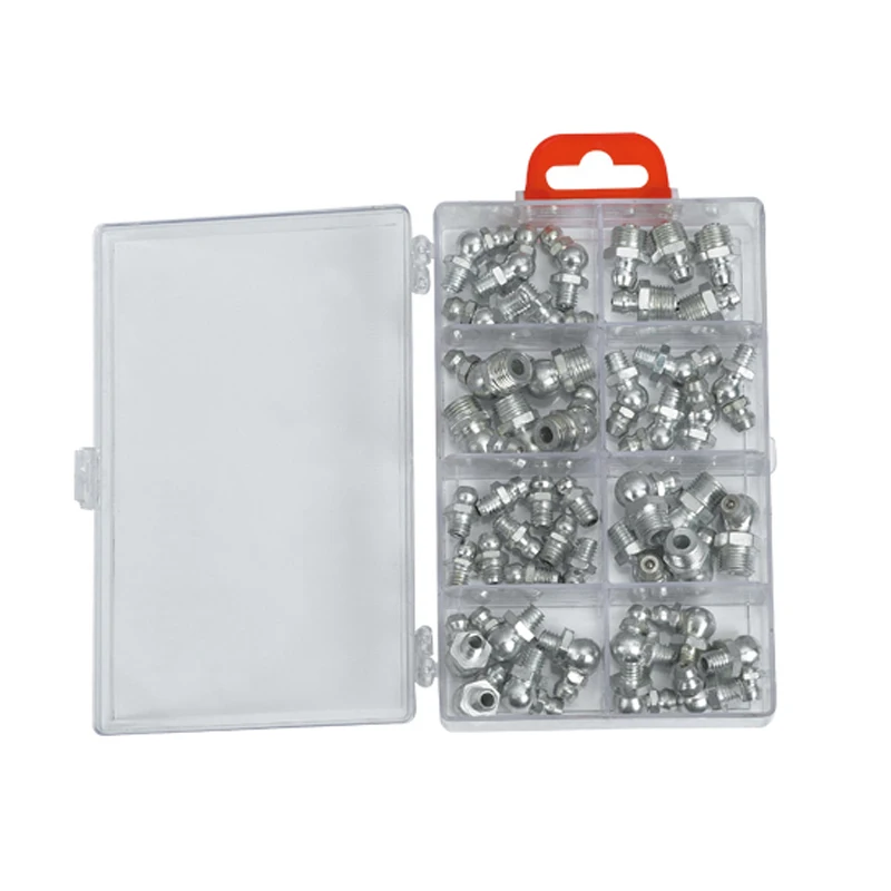 Low price hardware assortment kit 45pcs iron zinc plated grease fittings type