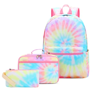 Custom Logo Rainbow Tie-dye Kids Waterproof School Backpack Polyester Student School Bag Children Girls Backpack School Bags