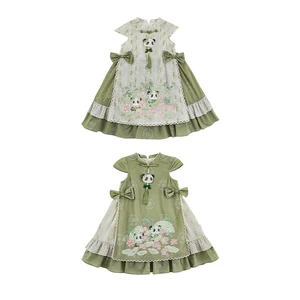 YOEHYAUL LX0069 Cute Panda Child Cartoon Dress for Girls Fashionable Custom Print Girls Dress
