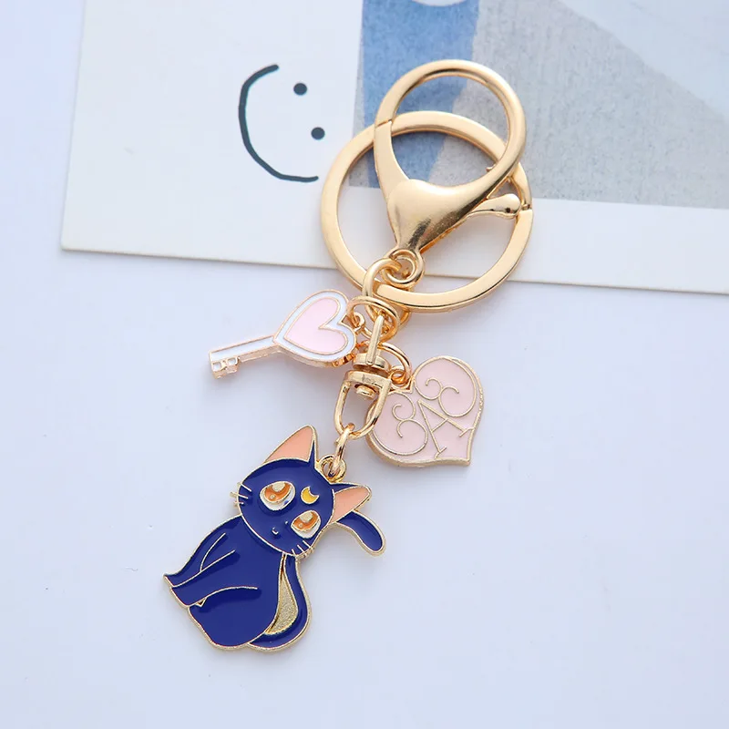 sailorsunny Couple Cat Keychains Couples Good Lucky Charms For Bag  Keychains Women Cute Purse Charms Printed Pink Black Wristband Key Chains  For