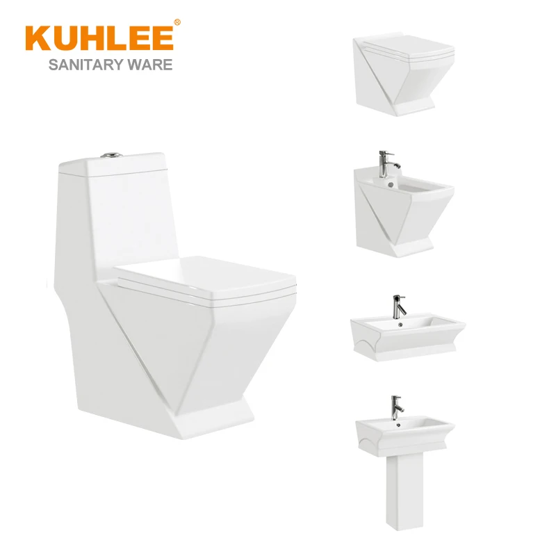 Factory Price Square Bathroom Suites Washdown One Piece Toilet With Sinks Bidet Sets
