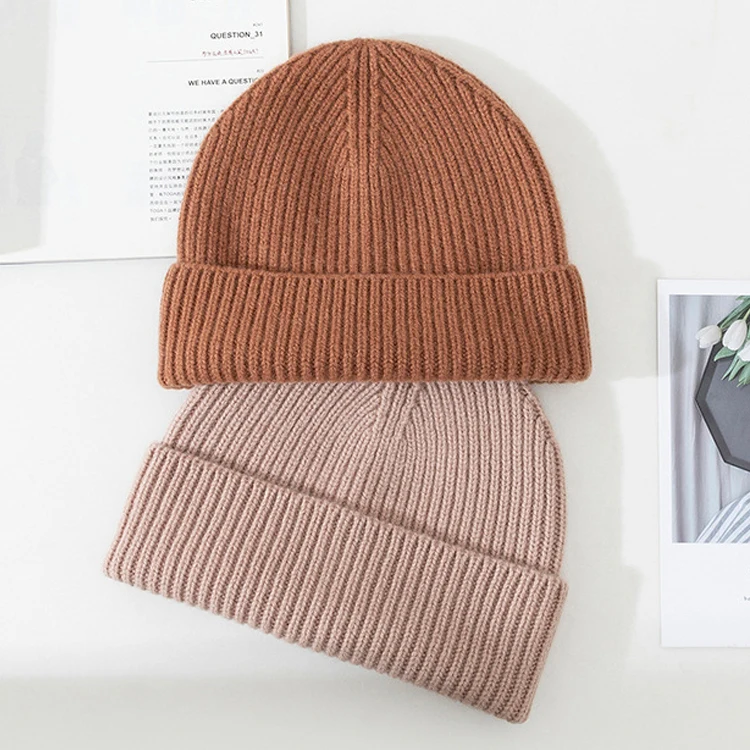 Warm Thicken Cashmere Mens Women's Fashion Winter Hats Logo Knitted Wool Beanies Unisex Winter Cap