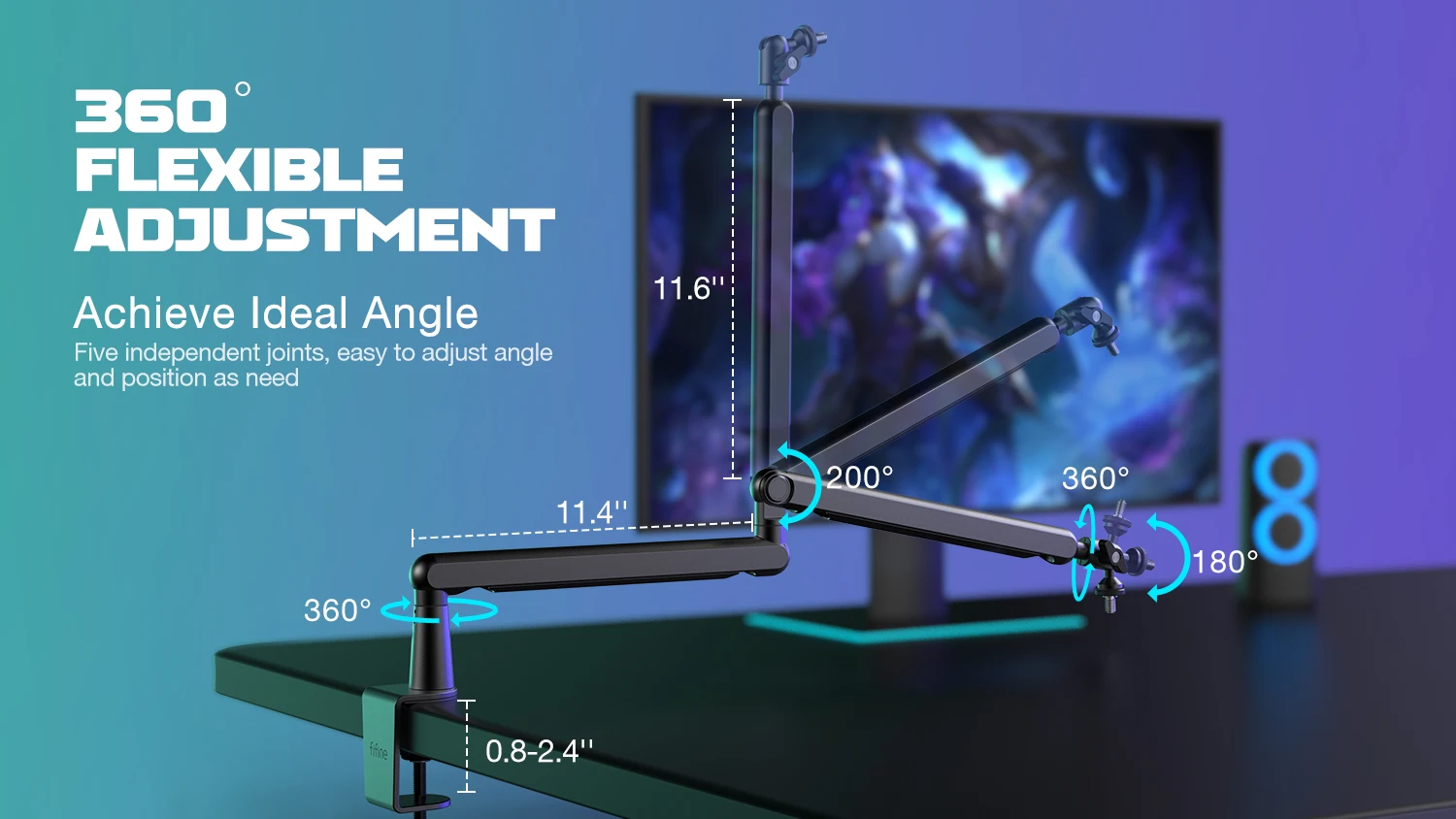 Fifine Bm88 Flexible Arm Mic Stand Sturdy Low Profile Suspension Arm
