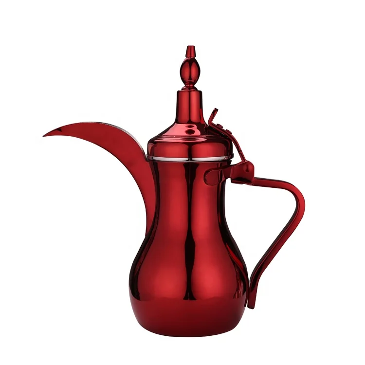 Théière Arabe Inox 48oz - Filtre Intégré, Design Traditionnel Doré