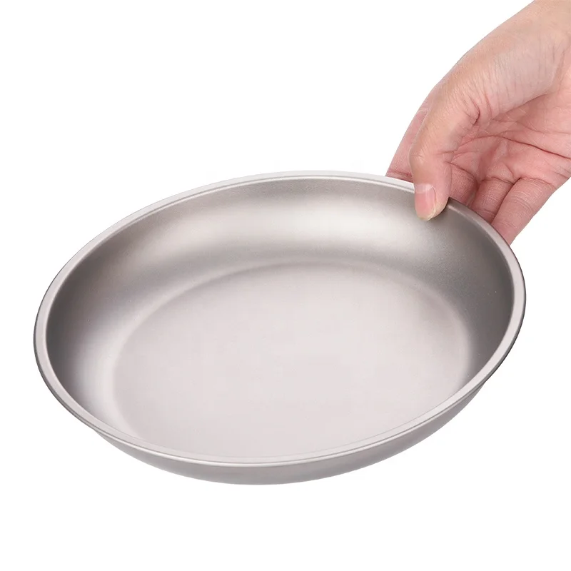 MAXCOOK 2 Pcs Titanium Camping Plate Dishes,8.66 Inch
