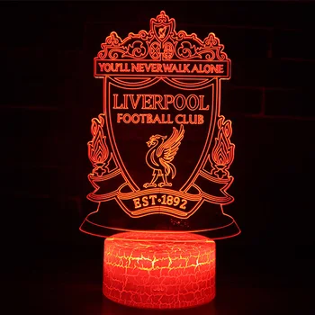 Factory sale Liverpool club football acrylic led lamps,3d dolphin shaped night light,high quality illusion 3d led football light