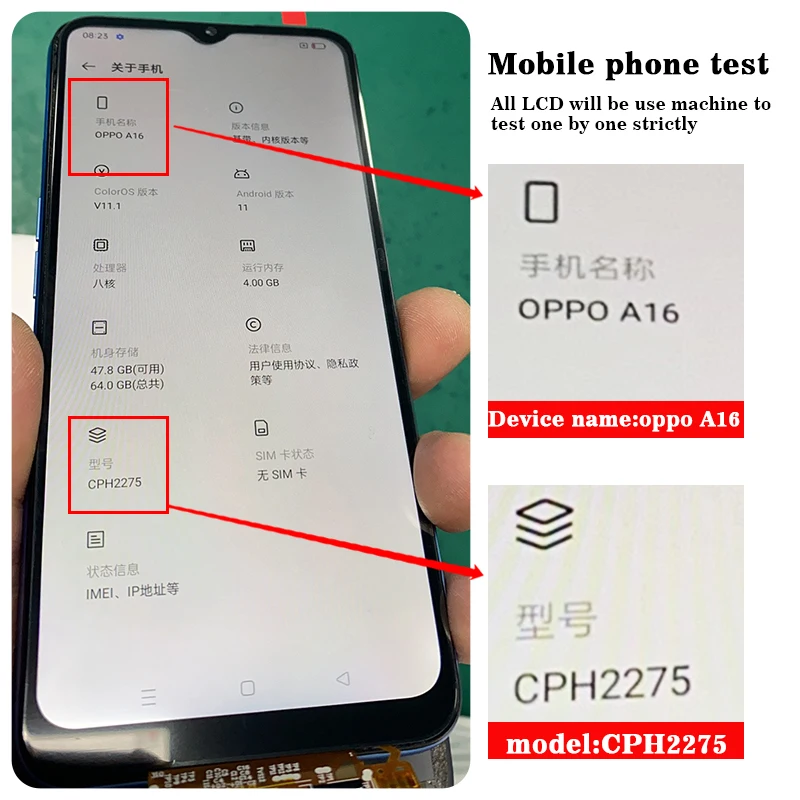 OEM Mobile Phone Repair Part Lcd Touchscreen for oppo A16