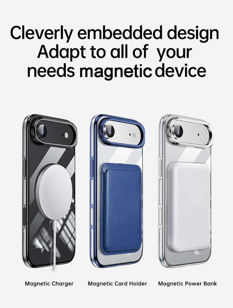 product transparent anti drop phone cases with mental frame holder magnetic protective cover for iphone 17 air pro-6