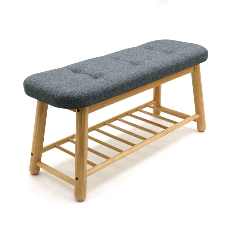 Wholesale Stool Ottoman Upholstered Bedroom Seating Wooden Long Bench Shoes Changing Stool
